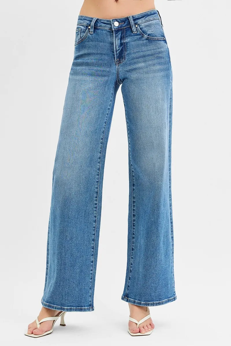 RISEN Full Size Low Rise Wide Leg Jeans Jeans