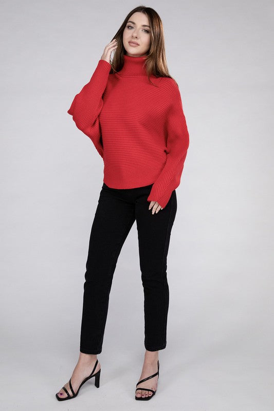 Viscose Dolman Sleeve Turtleneck Sweater Tops