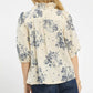 Umgee floral embroidered blouse with ruffle trim and lace collar