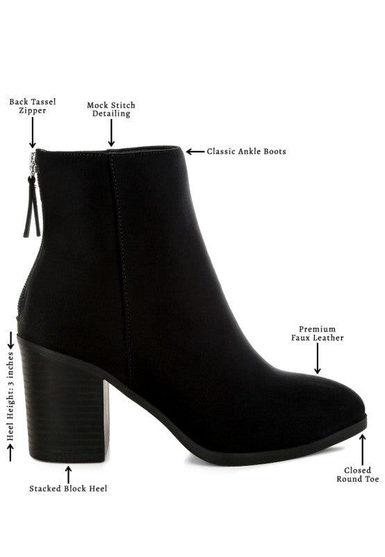 Veyara Lycra Block Heel Ankle Boots | Boots Daverri Fashions