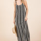GeeGee Plus Size Striped Scoop Neck Beaded Strap Maxi Cami Dress Cami Dresses