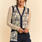 Davi & Dani Lace Patch Open Front Denim Vest - DAVERRI FASHIONS