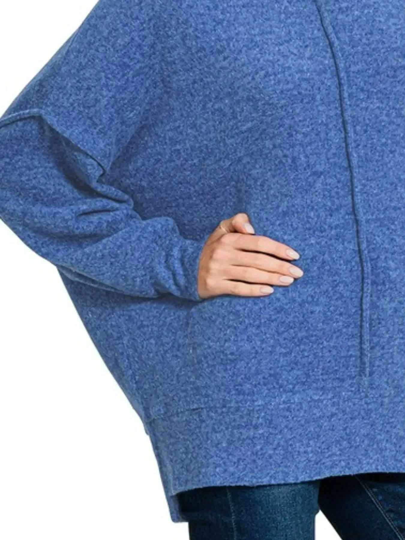 Zenana Brushed Melange Hacci Oversized Sweater - DAVERRI FASHIONS