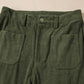 Women’s high-waist olive green corduroy pants with square front pockets
