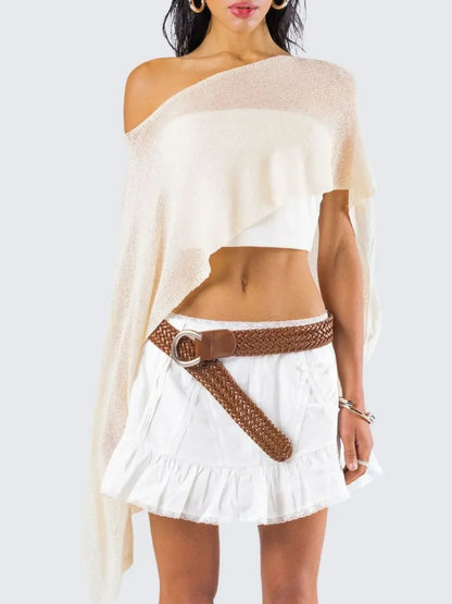 Boat Neck Long Sleeve knit Cover Up - DAVERRI FASHIONS