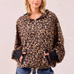 BiBi Leopard Print Waffle Half Zip Up Hoodie W Pocket - DAVERRI FASHIONS