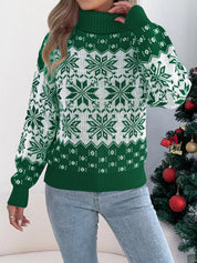 Christmas Snowflake Turtleneck Long Sleeve Sweater | Sweaters Daverri Fashions