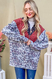 And The Why Printed Half Zip Up Long Sleeve Hoodie | Daverri Fashions