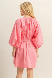 HYFVE Plunge Balloon Sleeve Poplin Mini Dress with Pockets | Mini Dresses Daverri Fashions