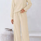 Cream-colored women’s relaxed-fit long-sleeve sweatsuit set