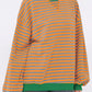 Striped Round Neck Long Sleeve Sweatshirt - DAVERRI FASHIONS