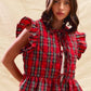 SO ME Christmas Holiday Plaid Ruffled Quilt Vest Top - DAVERRI FASHIONS
