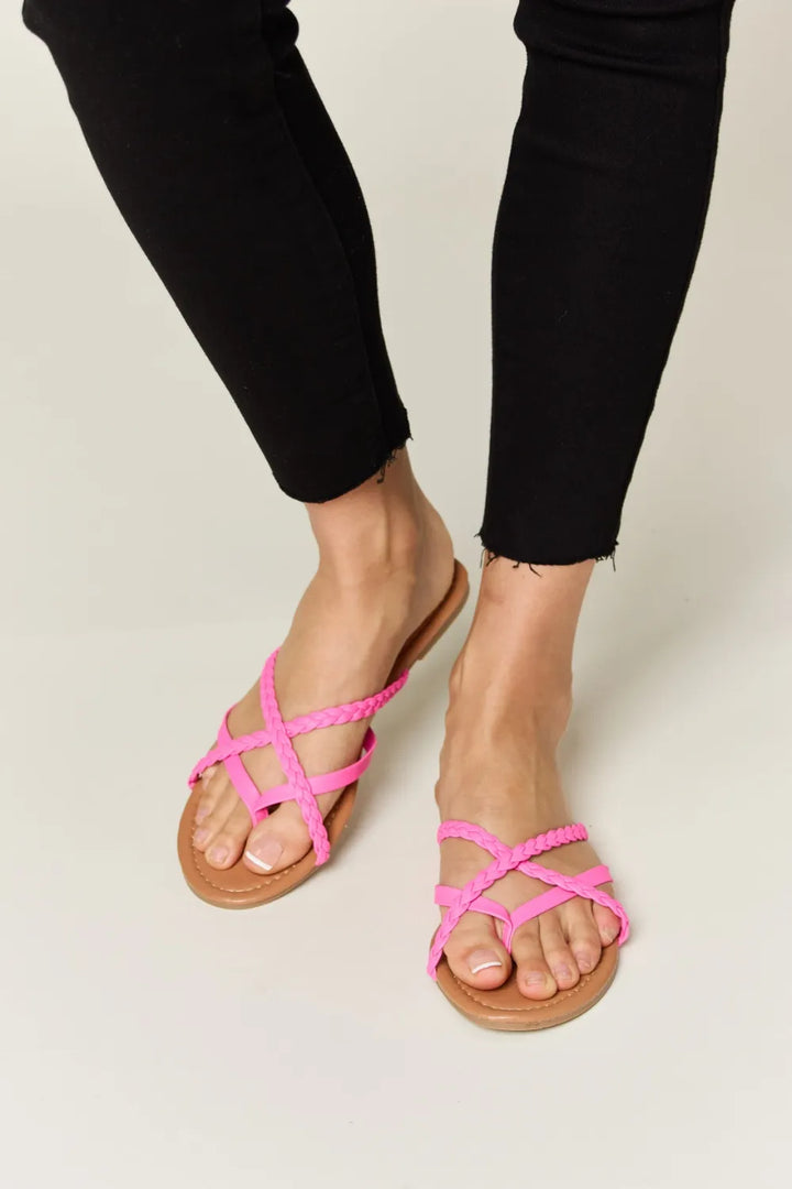 WILD DIVA Crisscross PU Leather Open Toe Sandals Sandals