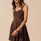 SO ME Mineral Washed Leopard Flare Cami Dress Mini Dresses