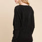 BOMBOM Drop Shoulder Long Sleeve Knit Top - DAVERRI FASHIONS