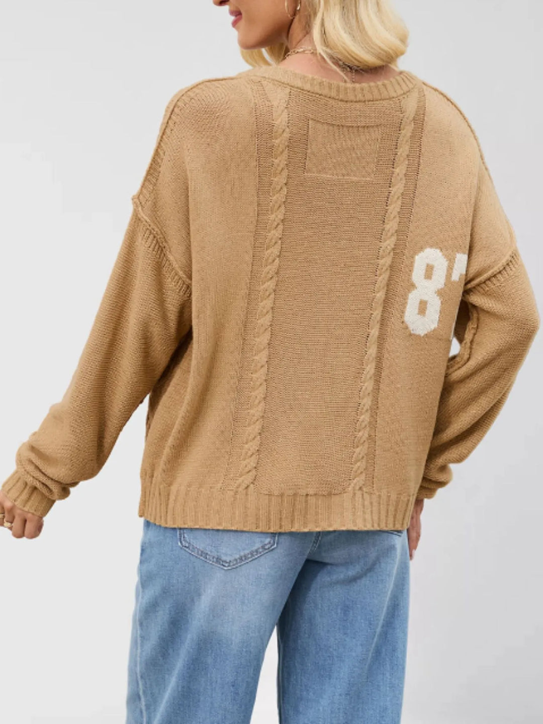Number 87 Oversized Cable Knit Sweater | Sweaters Daverri Fashions