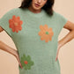 Annie Wear Large Flower Embo Dolman Sleeve Summer Sweater Top - DAVERRI FASHIONS