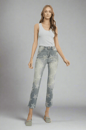 Insane Gene High Rise Star Print Cropped Girlfriend Jeans | Jeans Daverri Fashions