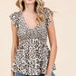 Mittoshop Leopard Print Ruffle Smock Blouse Blouses