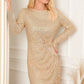 Sequin Knot Round Neck Long Sleeve Mini Dress - DAVERRI FASHIONS