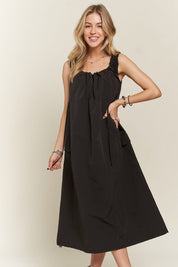 ADORA Drawstring Slit Back Cargo Dress Black