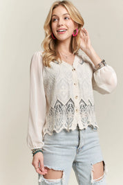 ADORA Button Down Embroidered Blouse | Blouses Daverri Fashions