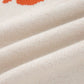 Cream-colored boho flower pattern oversized knit sweater for women