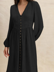 V-Neck Long Sleeve Dress | Daverri Fashions