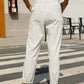 Daverri Fashions white cotton jogger pants with elastic waist and tapered ankles