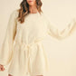 MABLE Round Neck Long Sleeve Sweater Romper Cream M L