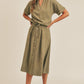 MABLE Short Sleeve Top and Button Down Midi Skirt Set Skirts