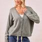BiBi Washed Sweater V Neck Cardigan - DAVERRI FASHIONS