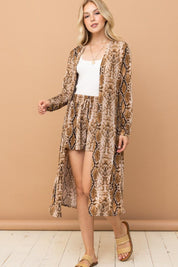 And The Why Snake Print Kimono Open Front Longline Cardigan | Cardigans Daverri Fashions
