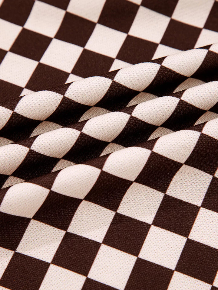 Checkered Drawstring Hoodie and Pants Set | Loungewear Sets Daverri Fashions