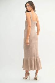 MABLE Ruffled Hem Sleeveless Crochet Knit Midi Dress | Midi Dresses Daverri Fashions
