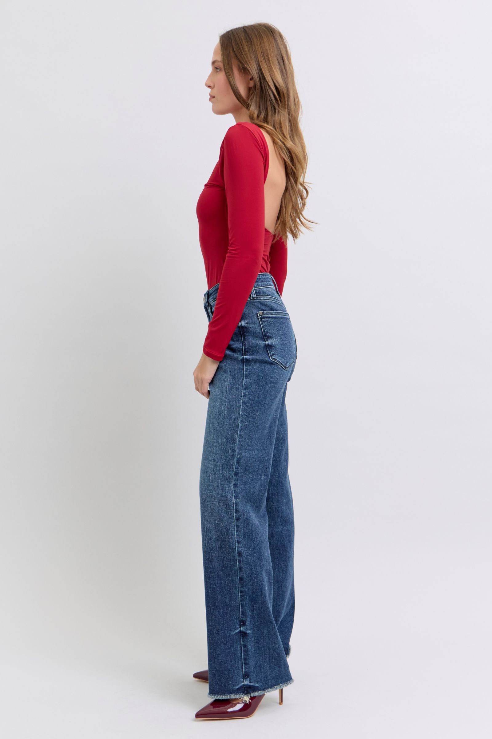 Judy Blue Full Size Raw Hem Mid Rise Jeans | Daverri Fashions