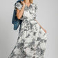 Umgee Full Size Two Tone Landscape Print Midi Dress Plus Size Black Mid Dresses