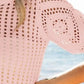BiBi Crochet Knit Cover Up With Puff Sleeves Cover-Ups