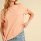 Aemi + Co Exposed Seam Round Neck Short Sleeve T-Shirt - DAVERRI FASHIONS
