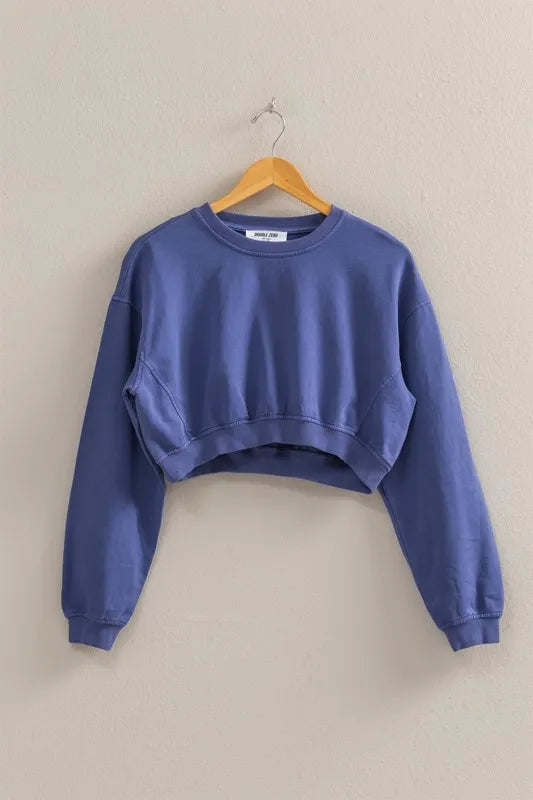 HYFVE Crew Neck Long Sleeve Crop Sweatshirt