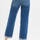 RISEN Full Size Mid Rise Boyfriend Roll Up Jeans Plus Size Jeans