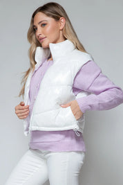 Snobbish Zip Up Turtleneck Shiny Quilted Vest | Vest Jackets Daverri Fashions