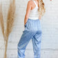 And The Why Satin Leopard Print Joggers