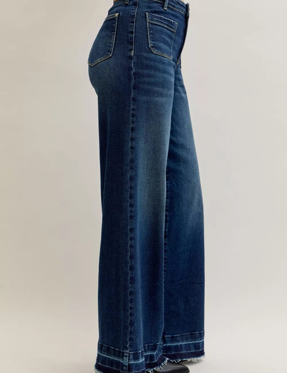 Judy Blue High Waist Palazzo Jeans with Front Patch Pockets | Jeans Daverri Fashions