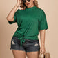 Daverri Fashions plus size green tied cold-shoulder tee with high neckline