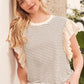 Lime 'N' Chili Striped Contrast Ruffle Detail Sleeveless Top IVORY S