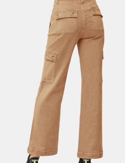 RISEN Full Size High Rise Wide Leg Cargo Jeans