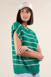 VERY J Striped Knit Sweater Vest Top | Sweaters Daverri Fashions