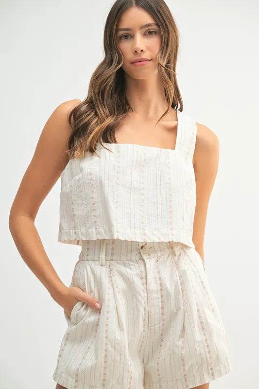 MABLE Square Neck Crop Top and Shorts Set Shorts Sets
