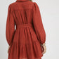 Umgee Crinkle Button-Front Tiered Mini Dress with Waist Tie - DAVERRI FASHIONS